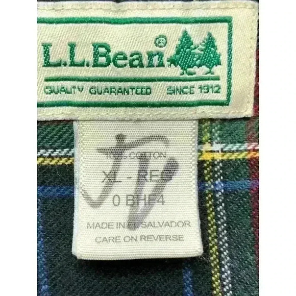 LL Bean men's shirt button down collar long sleeve 100% cotton XL Regular plaid - Picture 5 of 6